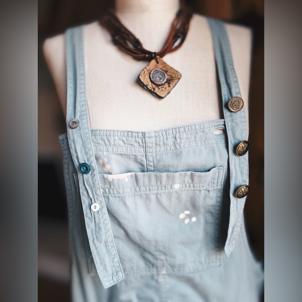 OOAK Vintage Spiderwear Sage Cotton Artisan Repurposed Overalls M/L